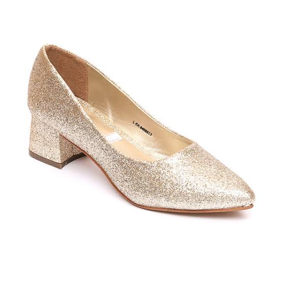 Glitter Pointed Toe Mid Block Heel Pumps & Court Shoes Best Quality Shoes for Women