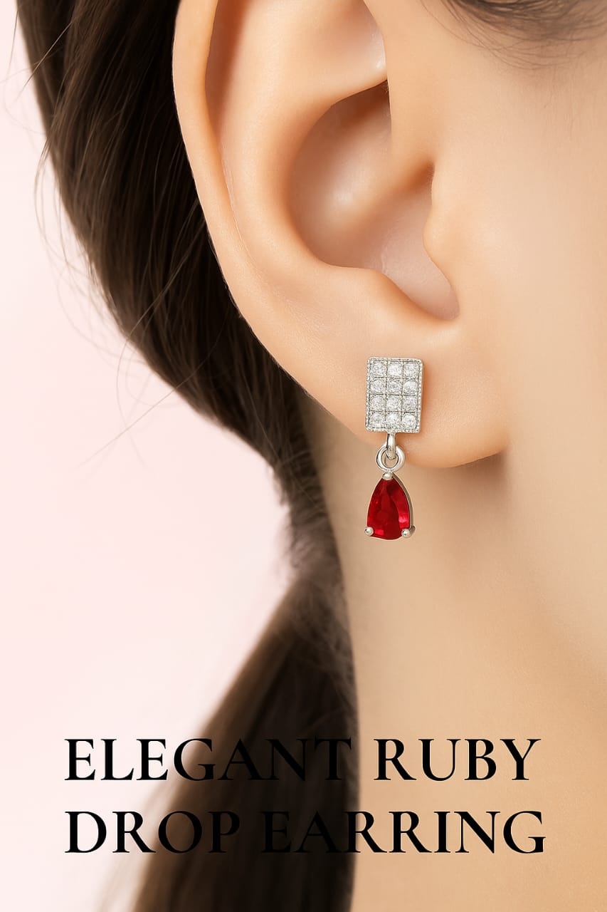 Pair of Dazzling Teardrop Earrings Silver Huggie Hoop Earrings with Teardrop (Random) Gemstone Charms by Gleam&Grace