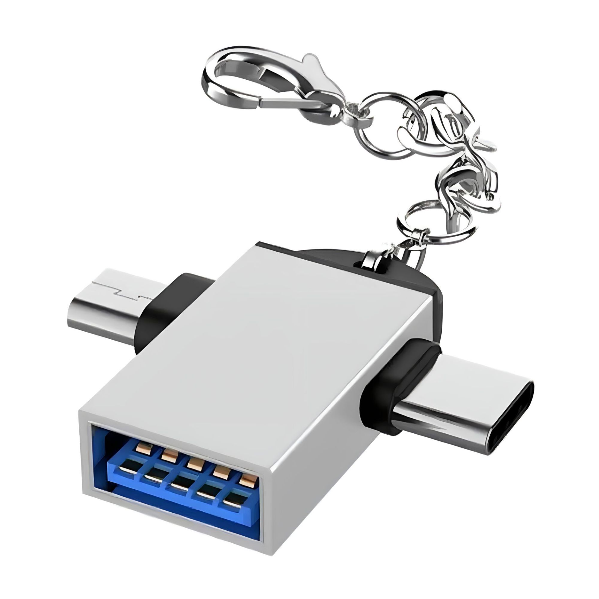 OTG 2 In 1 Type-C Micro USB 3.0 OTG Adapter Connector Converter for  Android Phones Tablet U Disk Card Reader USB with Key Chain