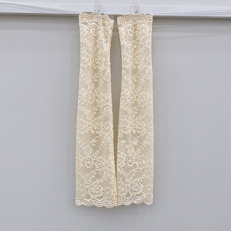 Women Summer Ice Silk Lace Arm Sleeve Elastic Sleeve Driving Gloves Black White Long Fingerless Mittens Sunscreen Gloves