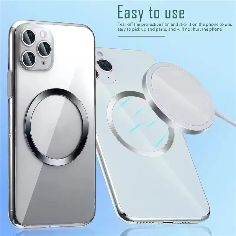 Stainless Steel Universal Magnetic Metal Plate Ring For Magsafe Wireless Charger Iron Sheet Sticker Magnet Car Phone Holder