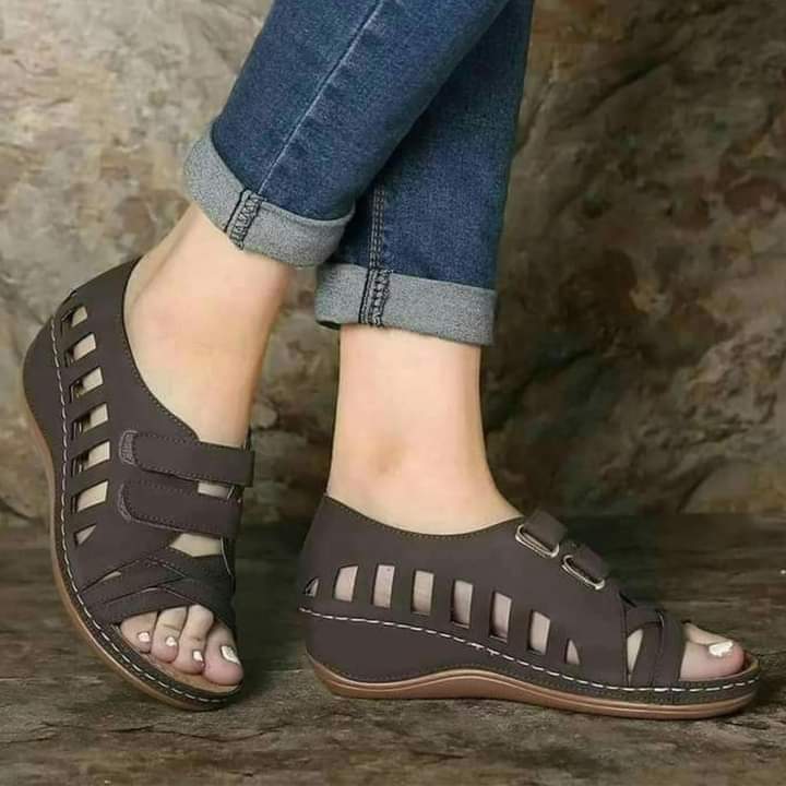 Women Summer Sandals Ladies Hollow Out Buckle Wedges Platform Sandals Casual Outdoor Shoes Soft Sole Shoes