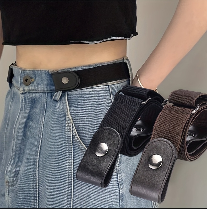 Buckle-Free Elastic Belt for Women & Men | Invisible No Bulge Jeans Waist Belt | Adjustable Stretch Seamless Waistband | Fashionable Lazy Belt Unisex Pants Dress Trouser Belt