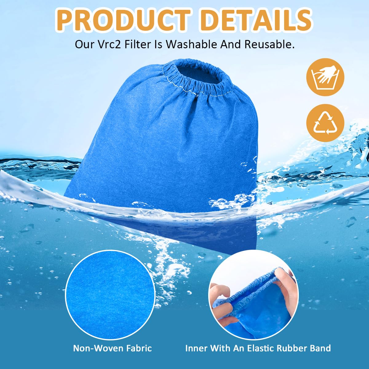 4pcs Textile Filter Bag Elements for Karcher MV1 WD1 WD2 WD3 and NT Series Vacuum Cleaners Replacement Vacuum Cleaner Filter Bag