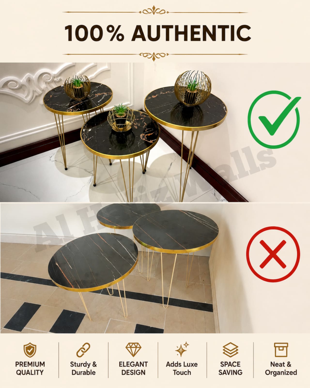 MDF Wood Round Coffee table With metal stand/Side table/ Nesting end table / round coffee table/coffee Table/ Table for Home decor ,living room and for bed side