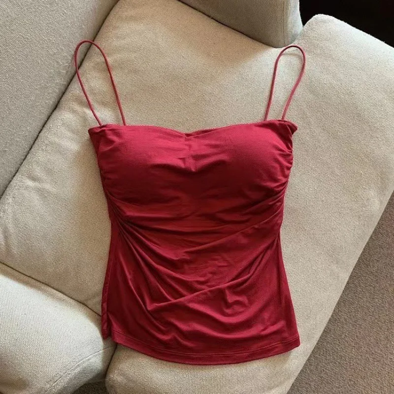  Sleeveless Tank Tops Women Casual Vest Crop Camisole Seamless Sports Underwear with Chest Pads Summer Female Bra Lingerie
