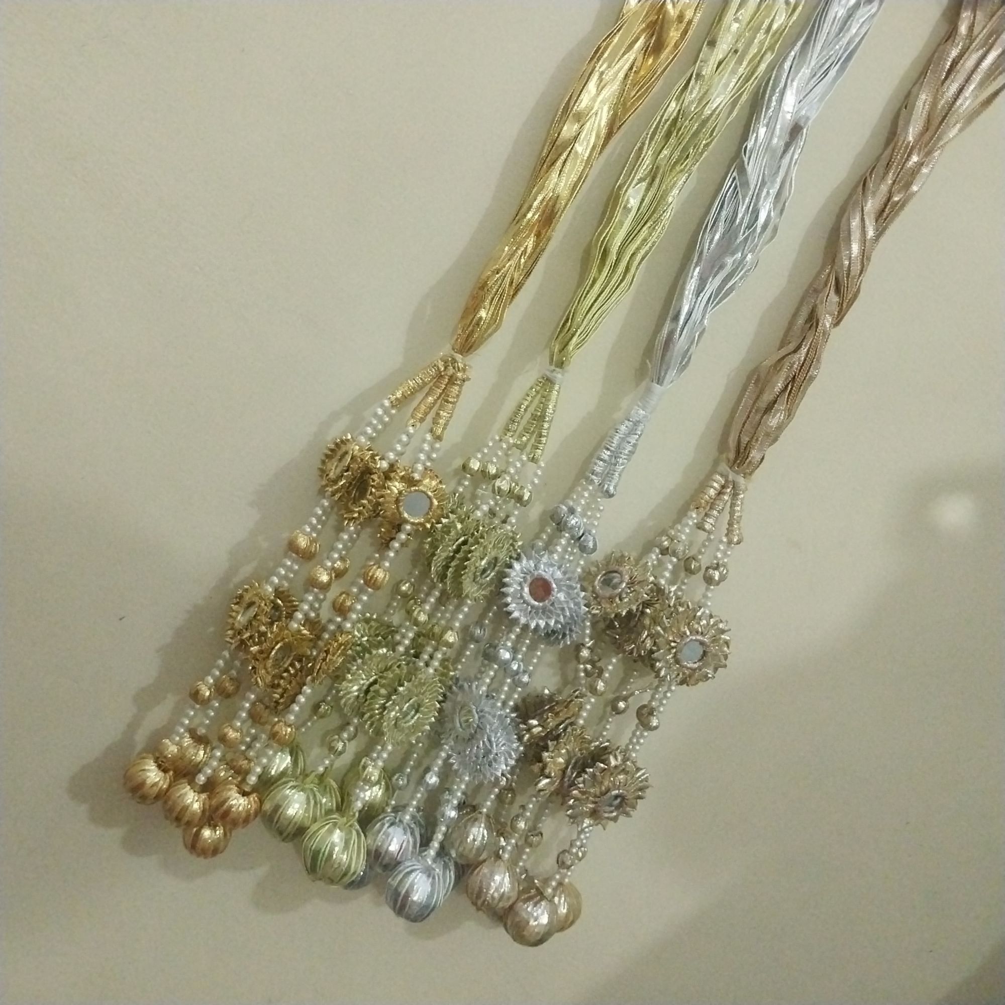 Golden Fancy Handmade Gota Paranda | Traditional Hair Accessory & Hair Extensions for Bridal Mayun Mehndi Dholki Barat Hairstyles