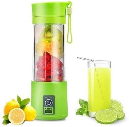 Portable 6-Blade Juicer Blender With Built-in Jar, Mixer Bottle, USB Rechargeable Personal Size Grinder for Juices, Protein & Milk Shakes - 380ml (Multi Colour) (No Color Choice)