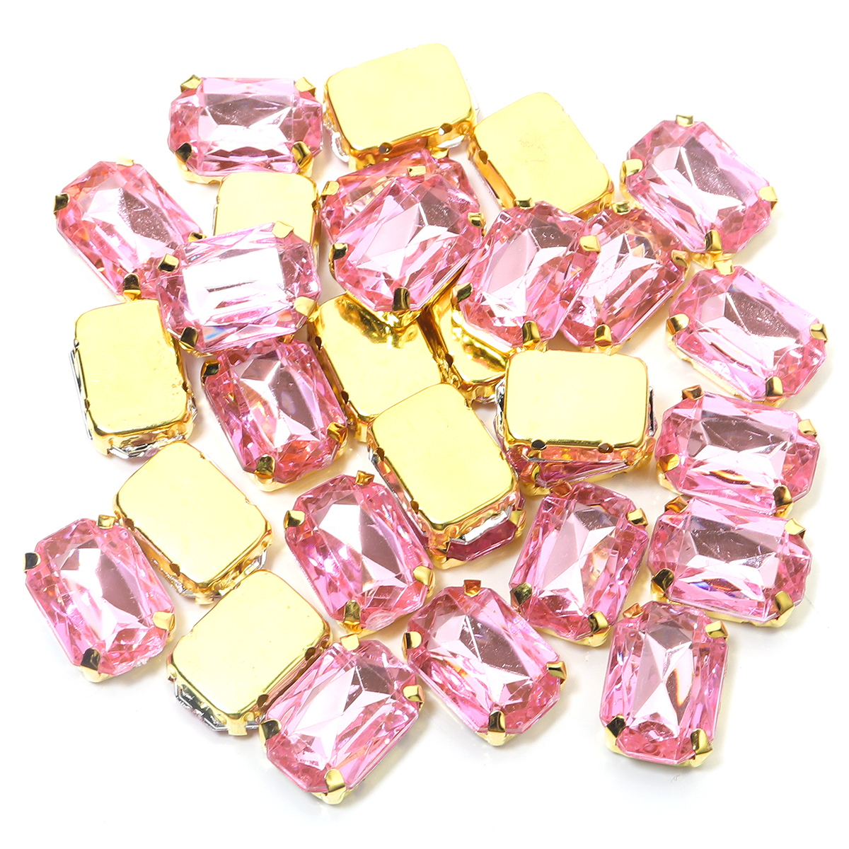 30Pcs Stainless Squar Rhinestone Gold Claw Beads Acrylic Four Hole Claw Beads For Wedding Dress Clothing Crafts Jewelry Findings