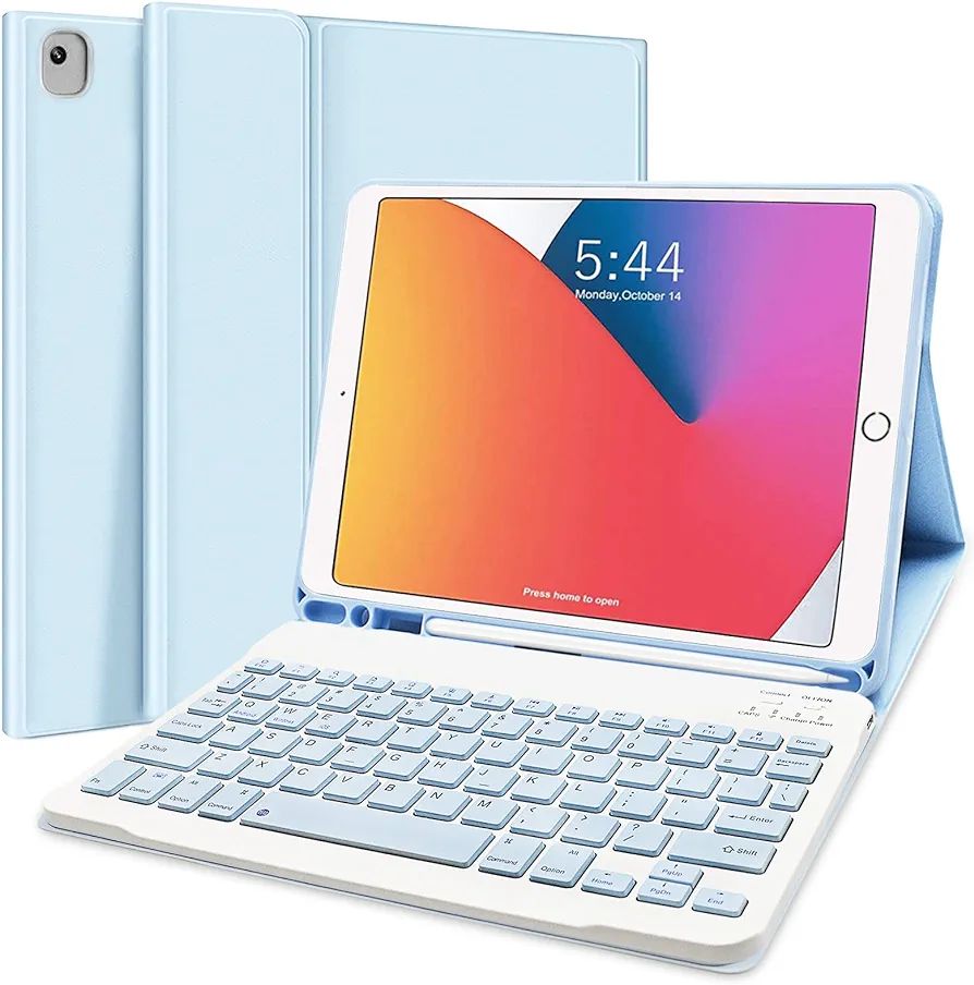 Keyboard Case 10.2" 9th/8th/7th Gen for 2021/2020/2019, Wireless Detachable BT Keyboard Case with Pencil Holder Compatible for 10.2"/  Air 3/  Pro 10.5