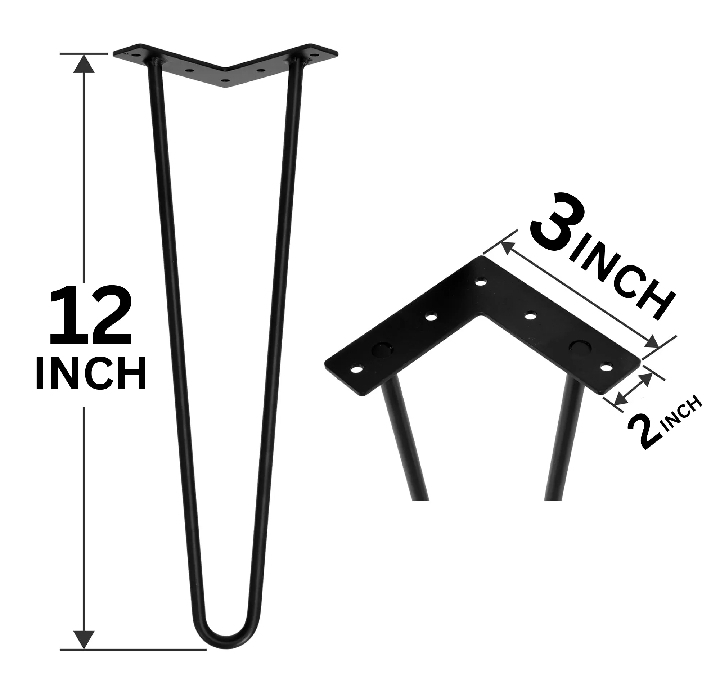 Heavy Duty Metal Table Legs – Industrial Iron Base for Coffee Table, Dining Table & Live Edge Tops – Matte Black Powder Coated, Custom Size Available