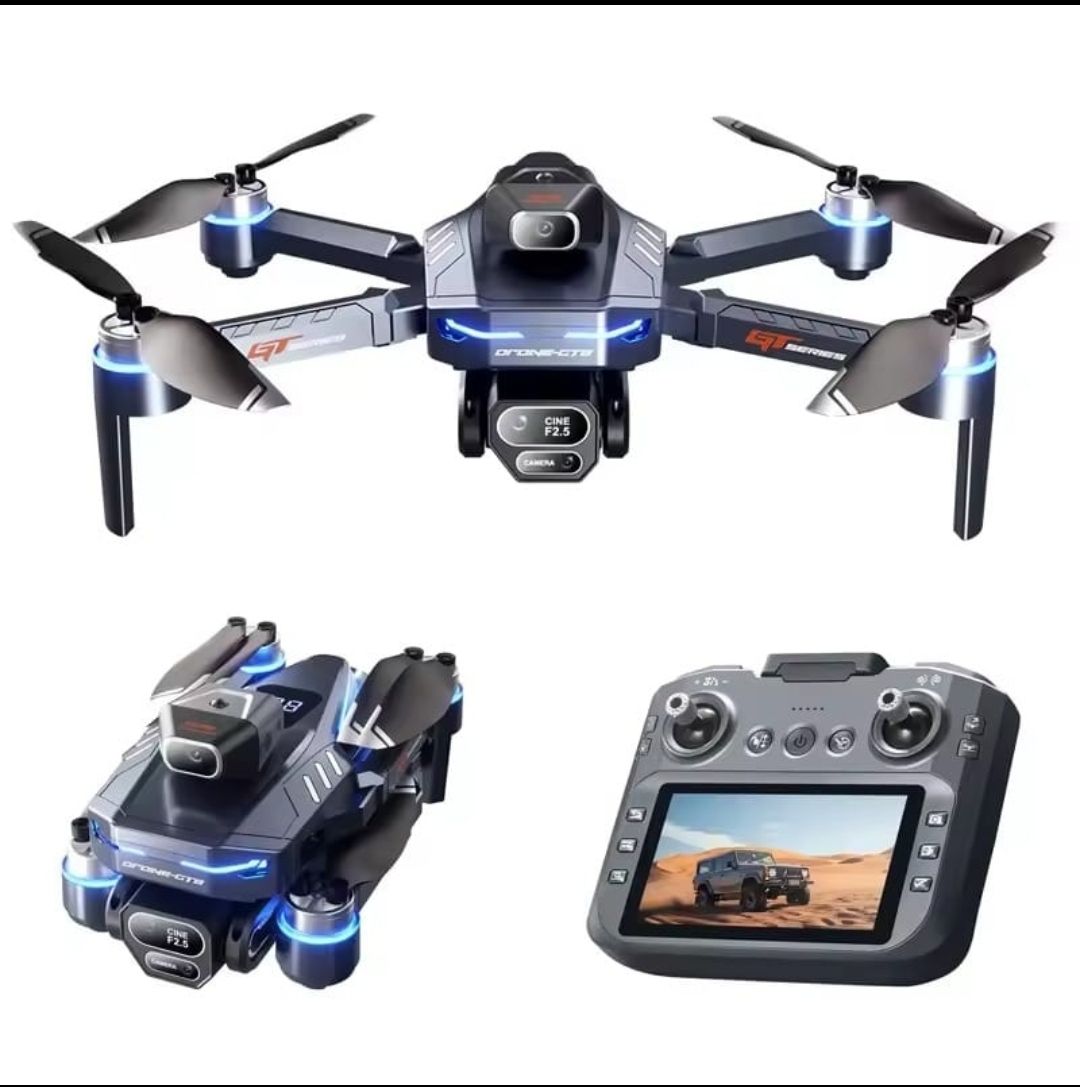 New GT8 Series Drone with Dual Camera & Display Remote with GPS - 4K Optical Flow | Cine F2.5 Lens | Foldable Design | Brushless Motor Drone Optical Flow Positioning Camera Drone