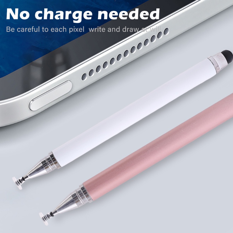 2 In 1 Stylish Universal Practical Dual-use Capacitive Tablet Stylus Pen Exquisite Double-headed Silicone Disc Drawing Tablet Phone Capacitor Pen - Na Imports