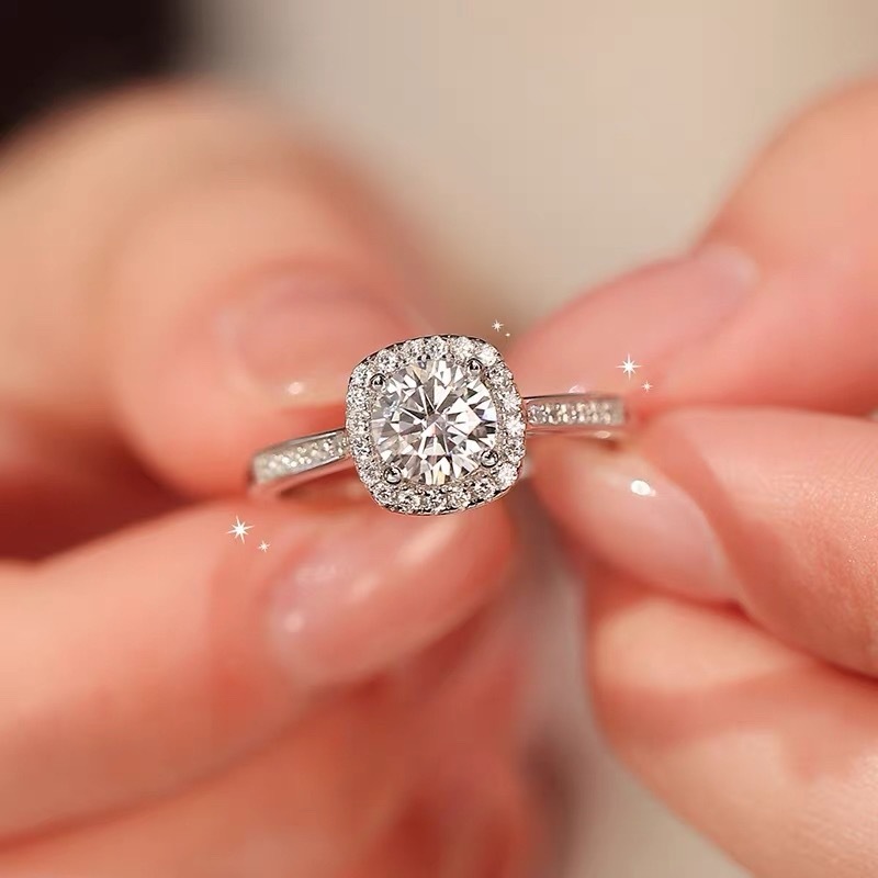 925 Sterling Silver Zircon Adjustable Engagement Rings For Women Wedding Elegant Jewelry Ladies Accessories  R390