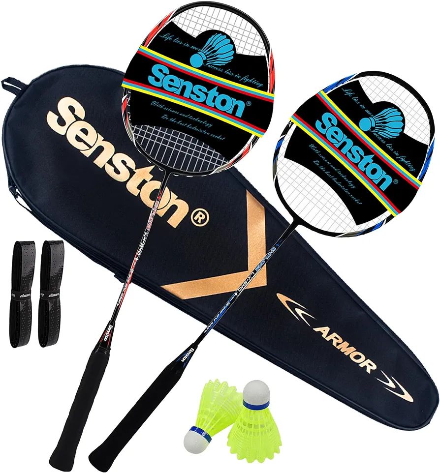 2 Player Badminton Racket Set - Including 1 Badminton Bag/2 Rackets/2 Badminton/2 Grip