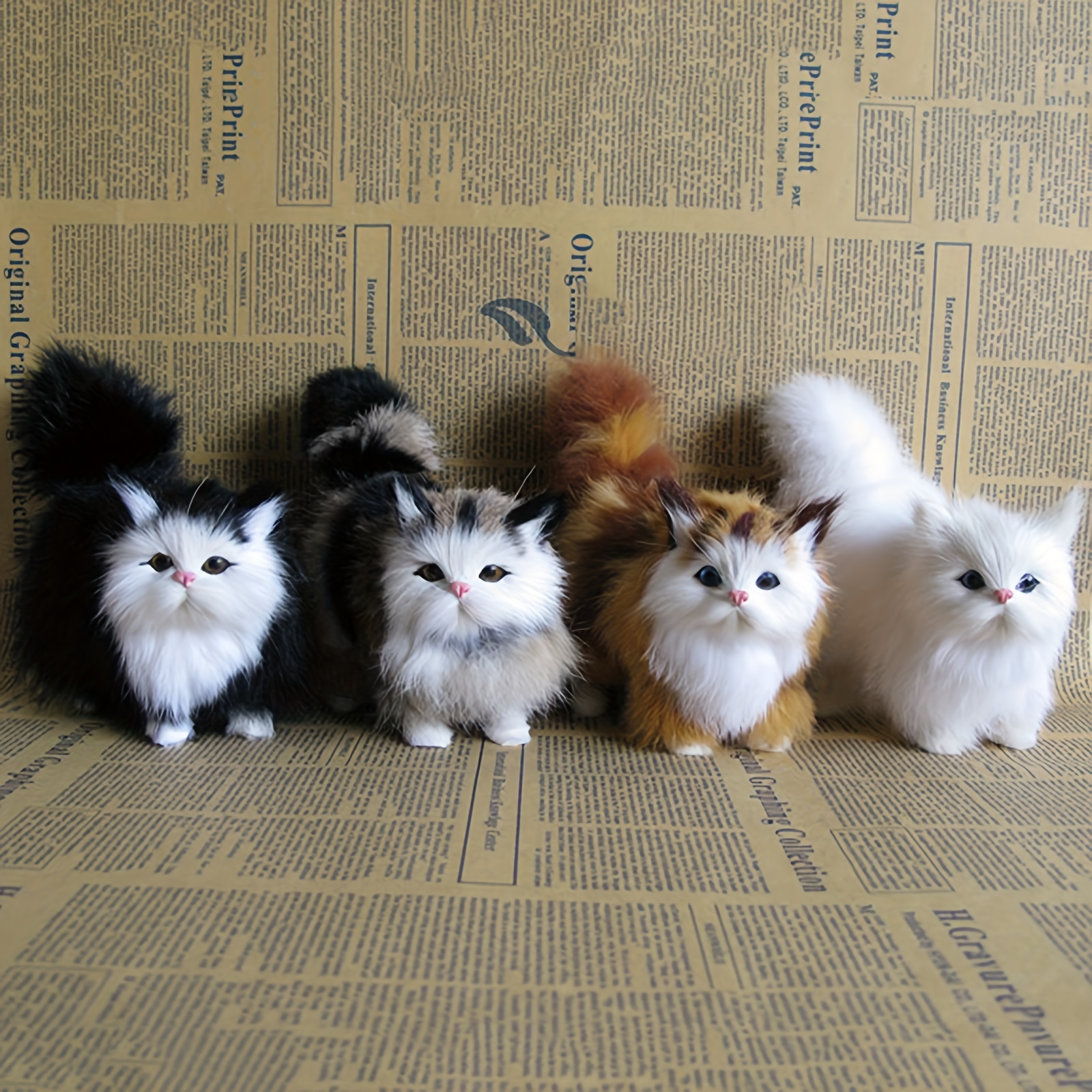Soft Simulation Cat Plush Toys Stuffed Kitten Model Fake Cats Realist Animals for Birthday Valentine's Day 