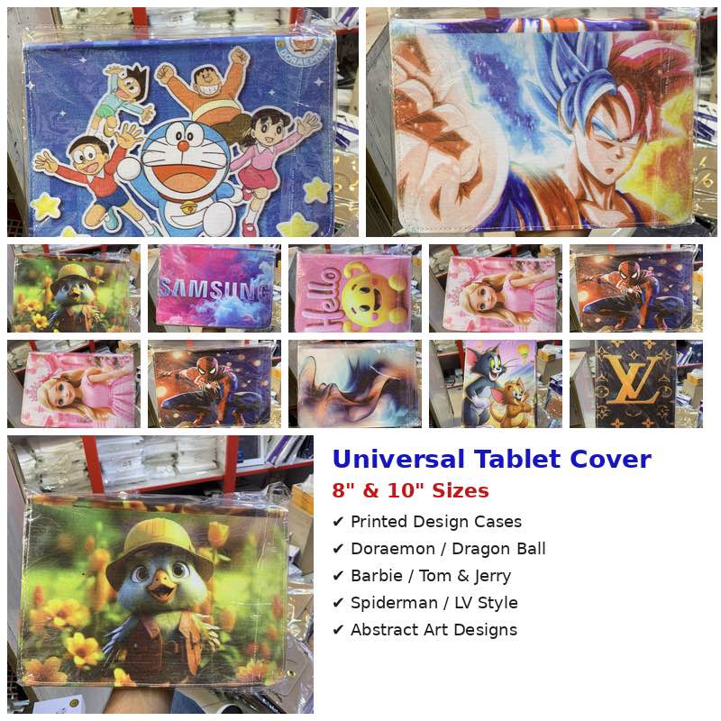 Universal Cartoon Kids Tab Book Cover 8 & 10 Inch – Shockproof Protective Tablet Case with Cute Character Design, Compatible with, Samsung, Huawei, Lenovo & All Android / Tablets