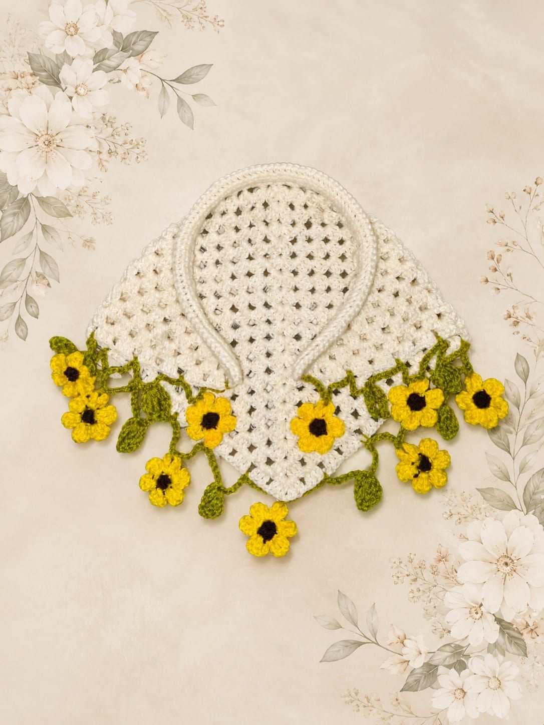 Handmade Crochet Bandana Head Scarf Boho Hair Accessory