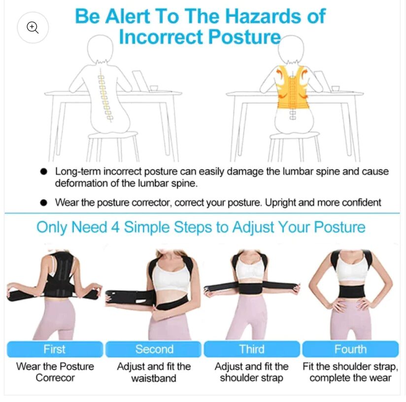 Posture Corrector & Back Support Belt | Back Pain Relief Shoulder Support | Adjustable Posture Belt