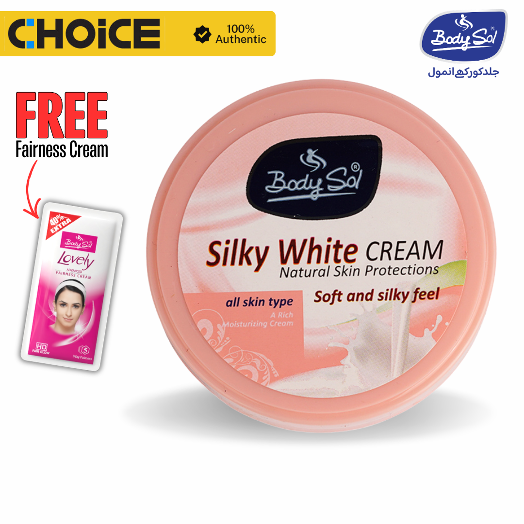 BodySol Silky White Beauty Cream | Soft & Silky Skin Feel | Bright Looking Skin Care | Daily Use Moisturizing Cream | 135g
