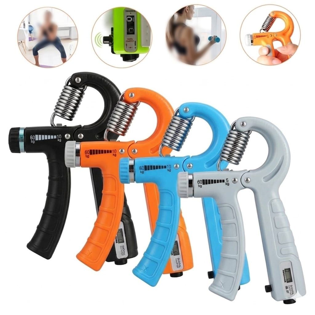 Hand Gripper Adjustable 5–60KG with Counter Grip Strengthener Heavy Duty Forearm Wrist Exerciser Gym Trainer Non-Slip Handle R-Shape Fitness Equipment for Home & Gym