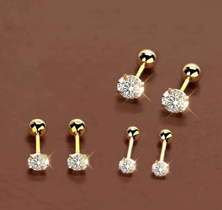 Women’s Stainless Steel Stud Earrings Set – Flower Shape, Square Claw-Set & Triangle Cut Cubic Zirconia | Hypoallergenic, Oxidation-Resistant, Daily Wear Jewelry