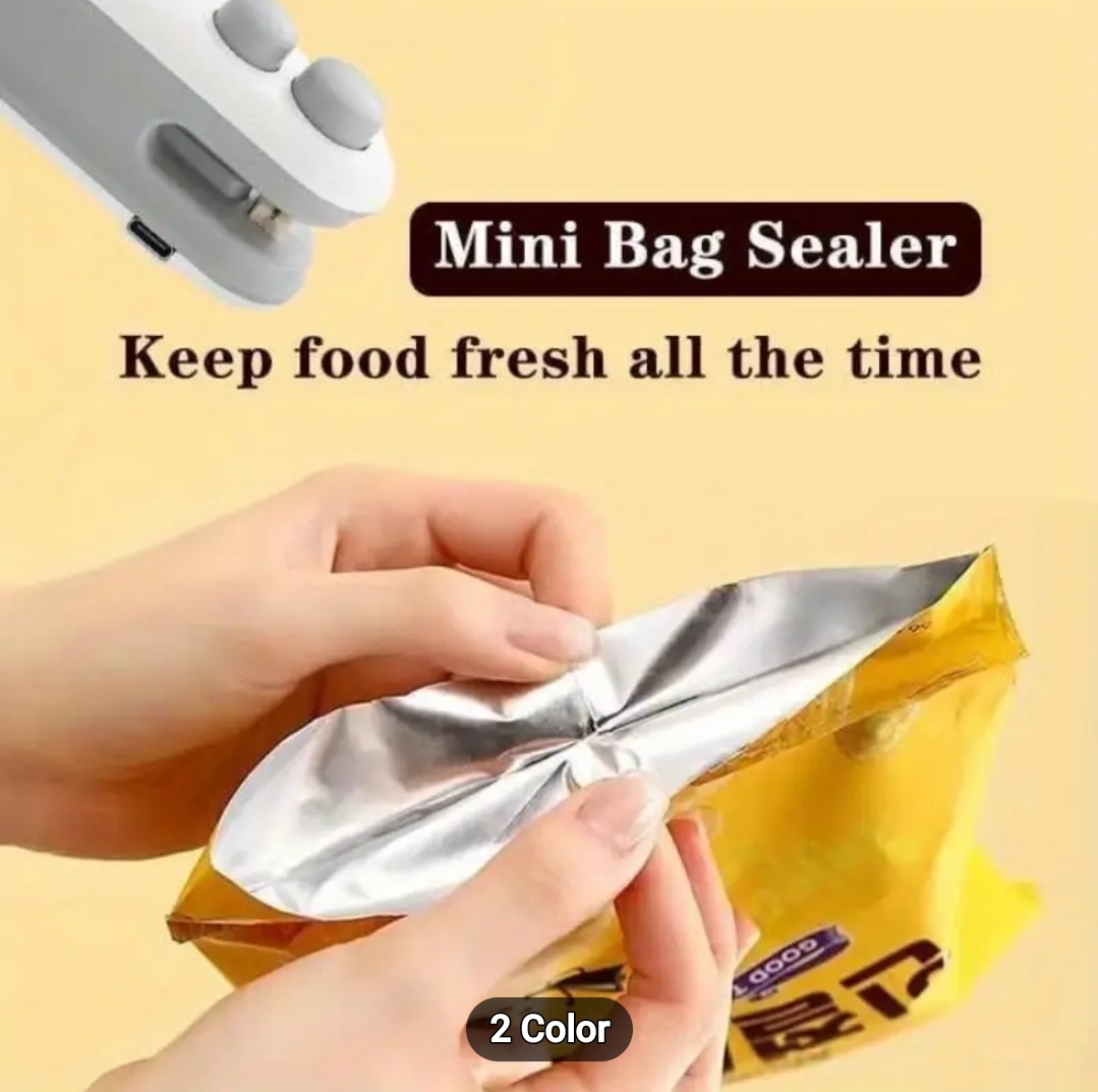 Portable USB Rechargeable Snack Sealer – Handheld Plastic Bag Sealing Machine for Freshness, Compact Design with Built-in Battery, Ideal for Home Use, White, Kitchen Convenience | Userfriendly Device | Durable Construction, Bag Sealer