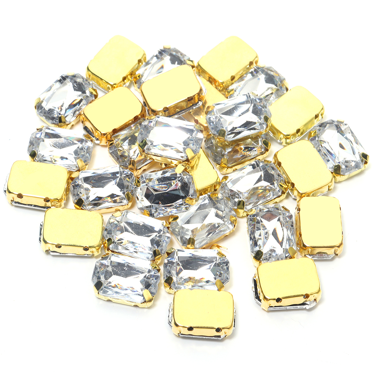 30Pcs Stainless Squar Rhinestone Gold Claw Beads Acrylic Four Hole Claw Beads For Wedding Dress Clothing Crafts Jewelry Findings