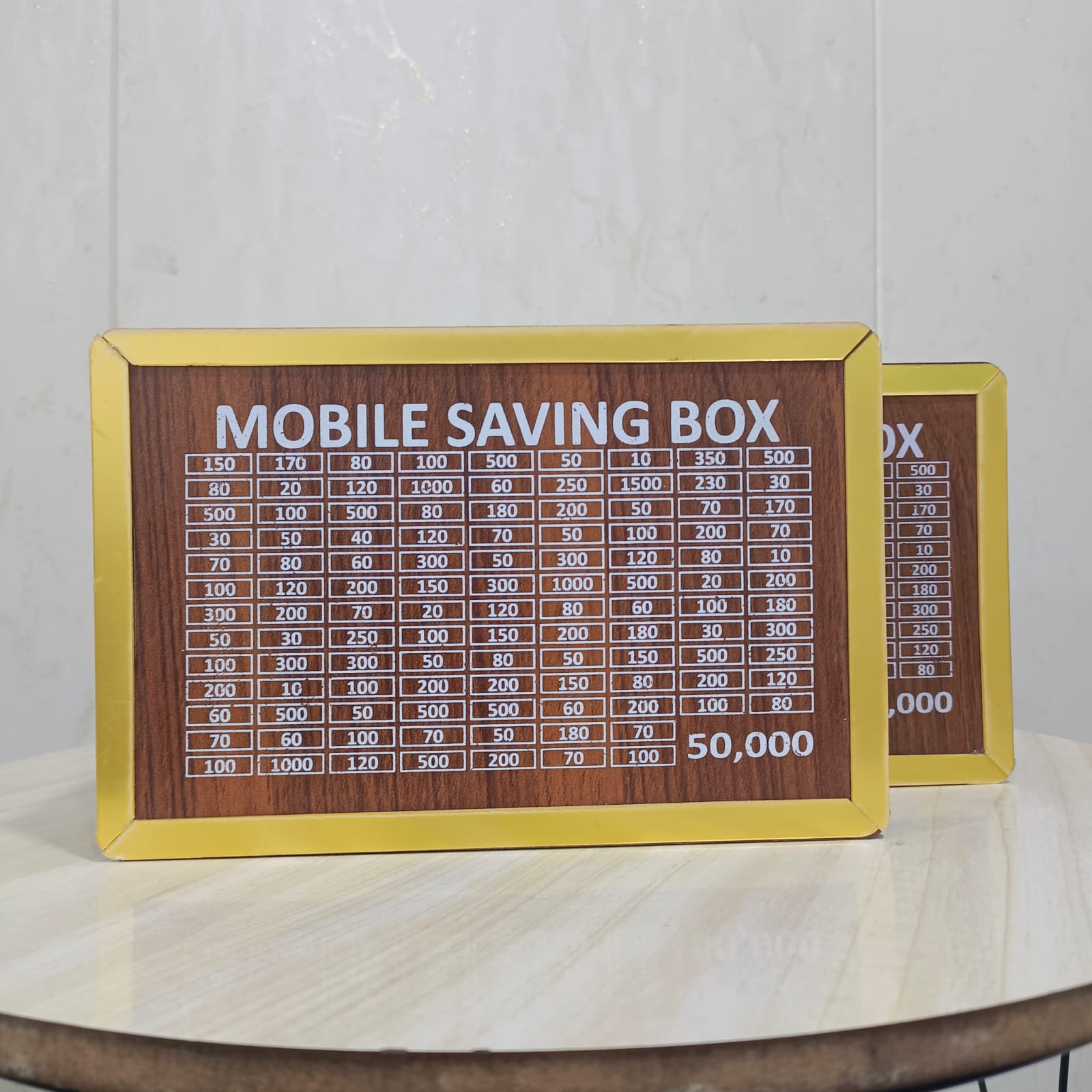 50,000 PKR Target Wooden Money Box with Daily Savings Tracker