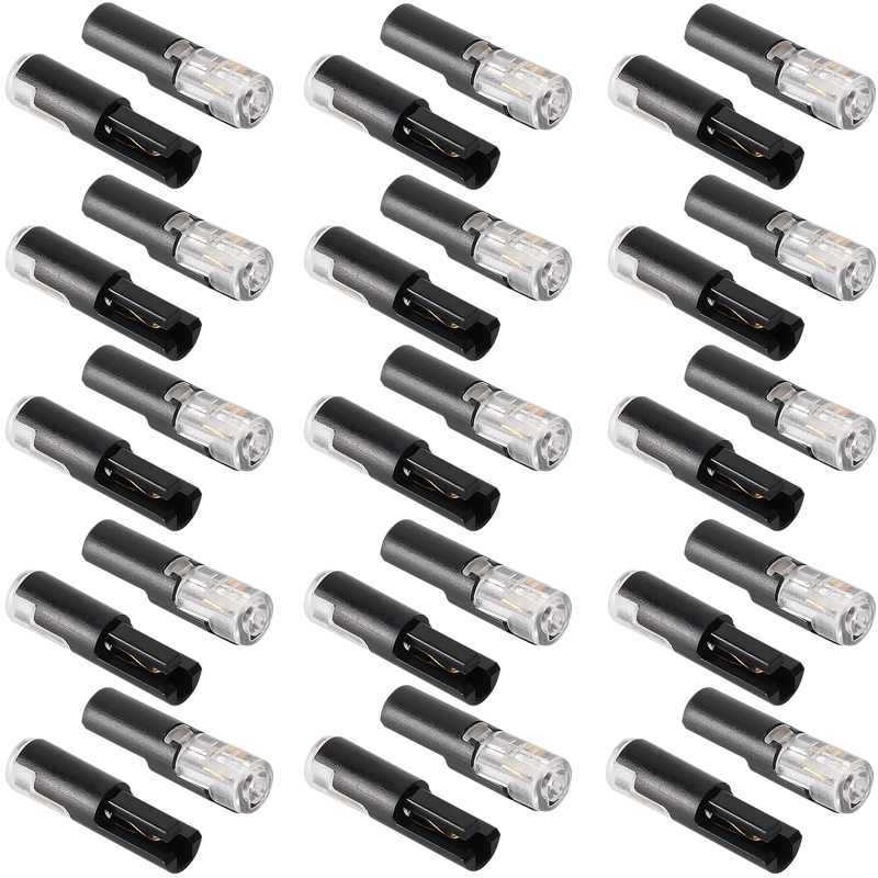 20/30/50/65Pcs 1-Way Quick Connection Cable Connector - No Soldering, Single Wire, with Locking Plug-In Type, Black and Trans