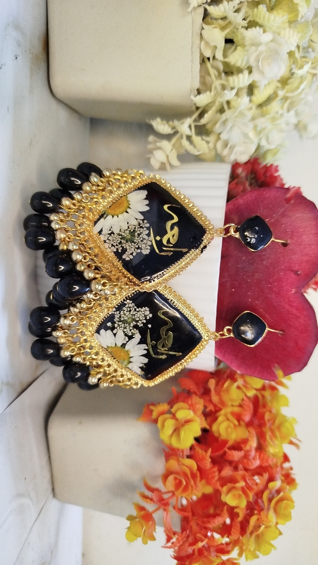Customized Resin Jhumkas With Name Written On It