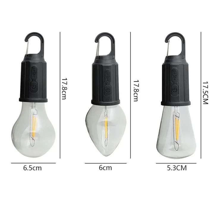 Outdoor Camping Hanging Type-C Charging Retro Bulb Light, Outdoor Hanging Tent Light Bulb