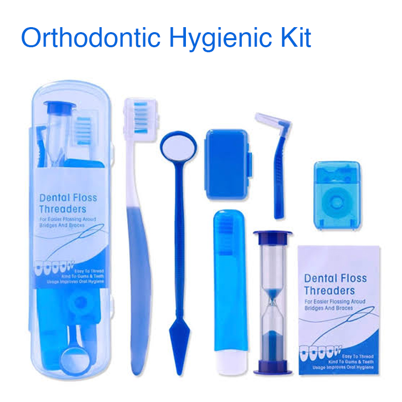 Portable Orthodontic Toothbrush Kit Oral Care Dental Travel Kit, Braces Cleaning Kit for Teeth - Interdental Brush Dental Wax Dental Floss Toothbrush Box