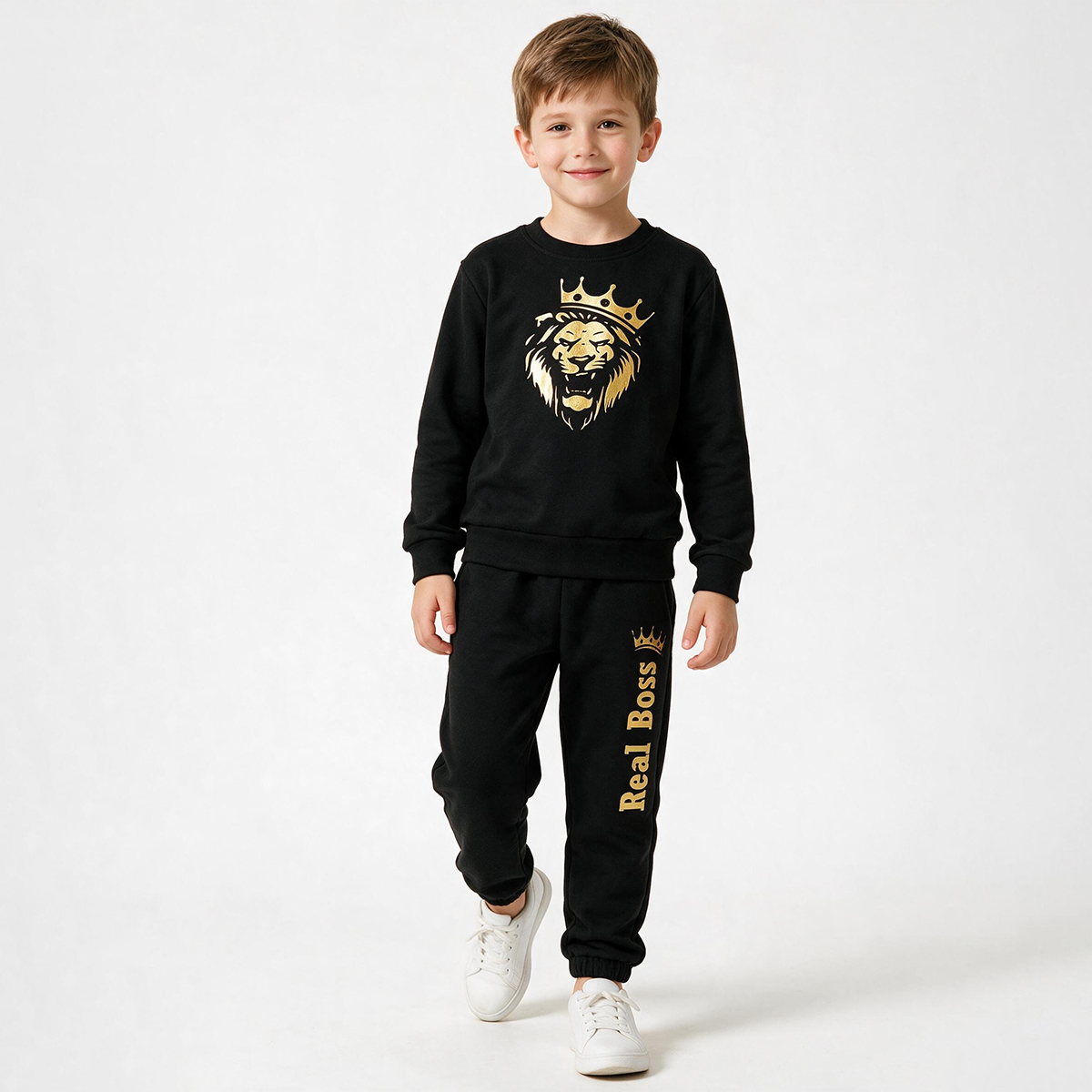 Real Boss By Rich Man Kids 2 Piece Tracksuit Sweatshirt & Sweatpants Set