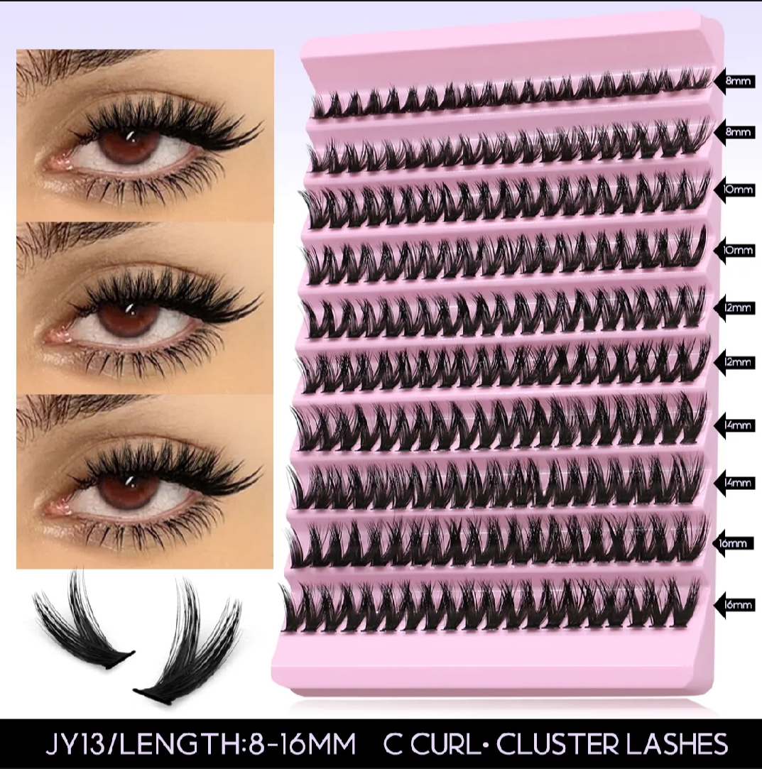 DIY Eyelash Extension kit,Lash Cluster kit waterproof Strong Hold Eyelash Bond, Eyelash Remover and Tweezer (200 Clusters).