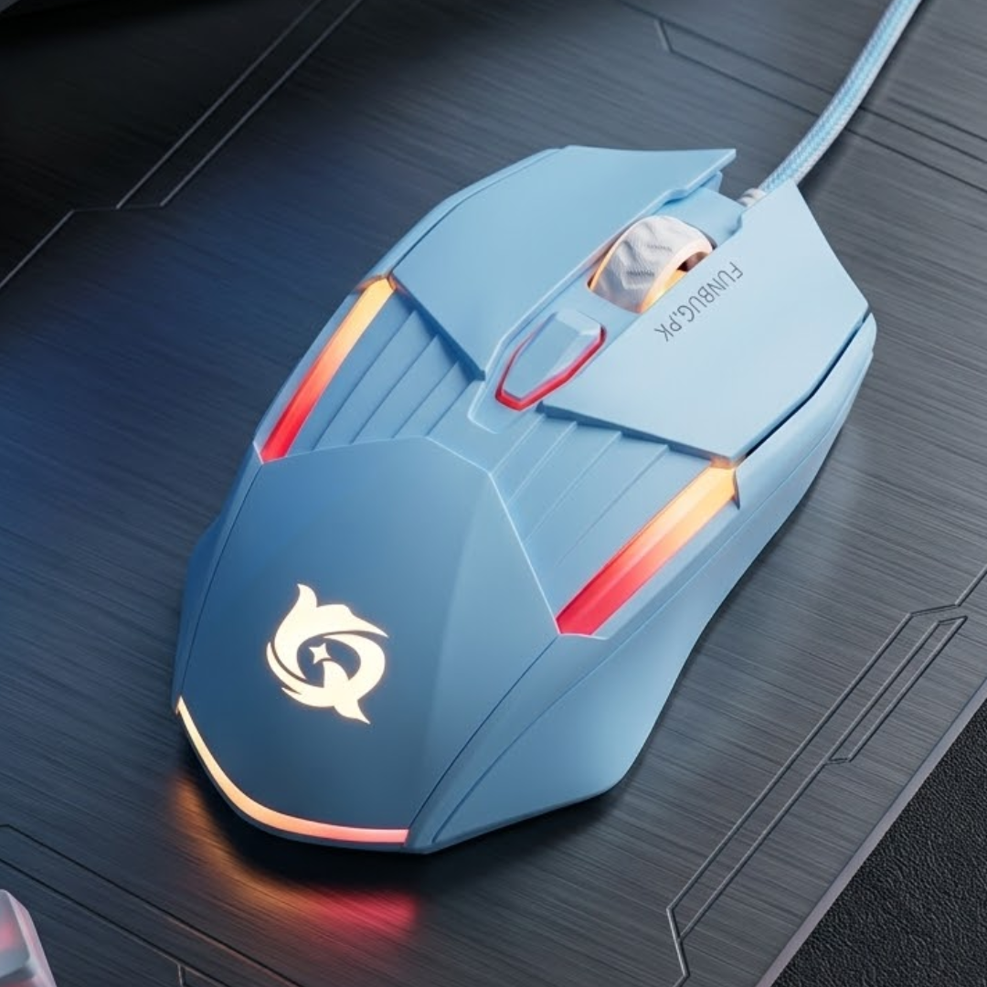 High Performance Ergonomic Gaming Mouse with 6 Programmable Buttons & RGB Breathing Lights | Silent Clicks, Adjustable 3200 DPI, 1.5M Fiber Wire Optical Mice for PC, Laptop, Pubg Mobile with FREE MousePad by FunBug