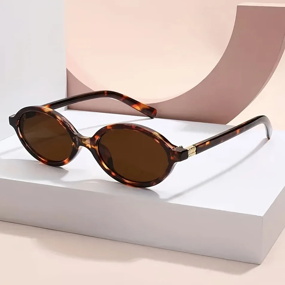Women Oval Retro Glasses Y2K Leopard Small Frame Glasses New Fashion Simple Vintage Female Girls Eyewear Decorative Eyeglasses