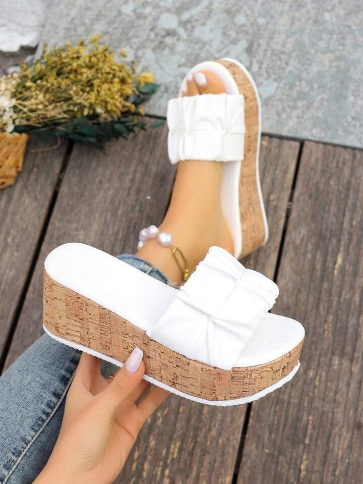 Women Open Toe Block Heel Sandals – Stylish Ankle Strap Ladies Party & Casual Shoes (White & Black)