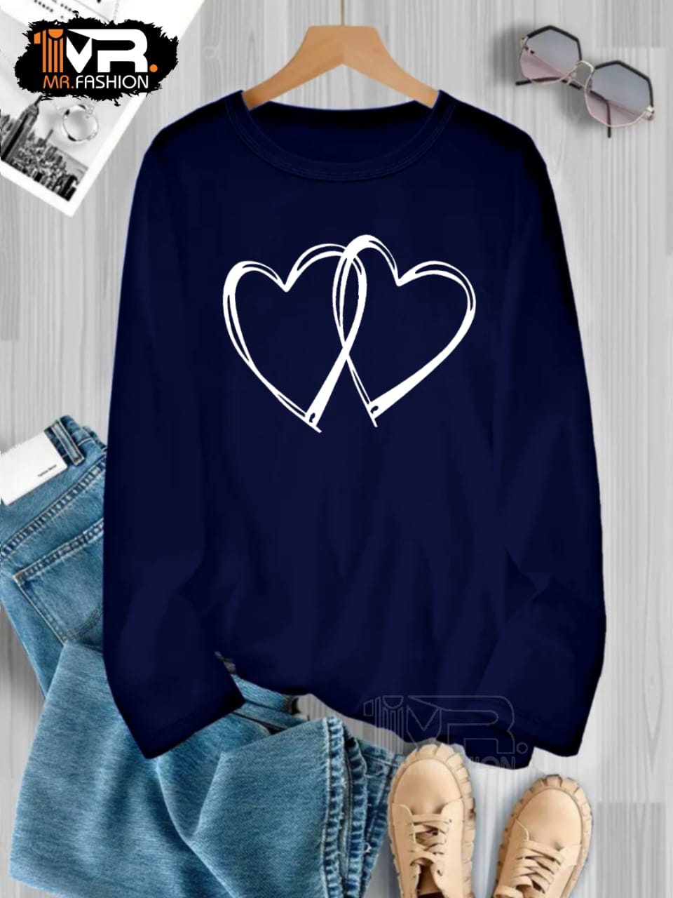 Article Name* 
Women's Double Heart Printed Full Sleeves T-Shirt

*