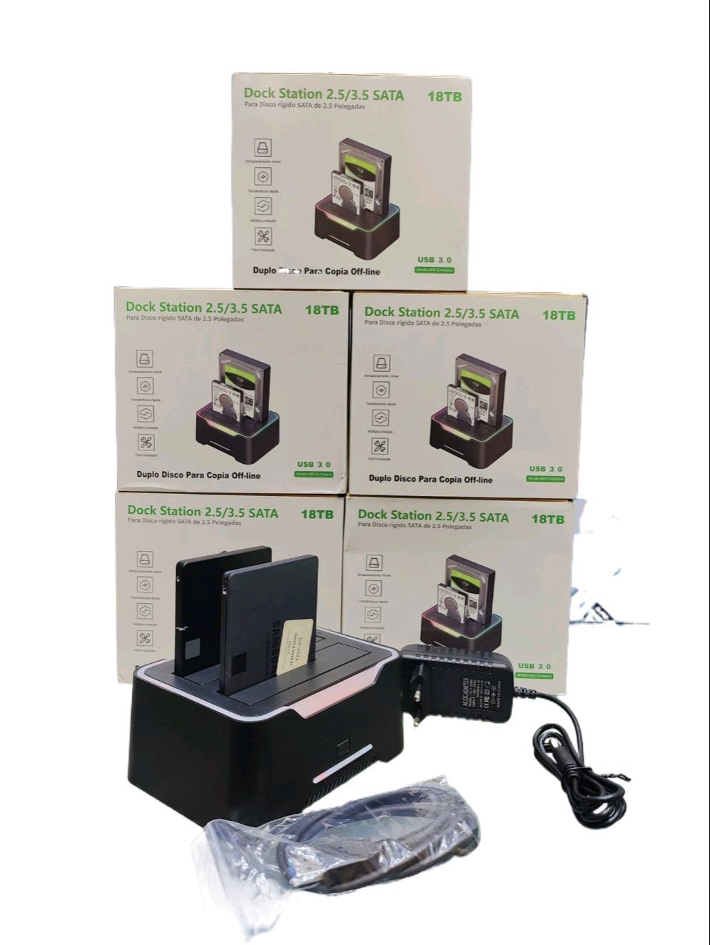HDD SSD SATA Dual Docking Station / 5 Gbps USB 3.1 / Dual 2.5" inch External Hard Drive Enclosure / Case / Box / High Speed / RGB / Portable / Easy / Mobile OTG / Laptop / PC