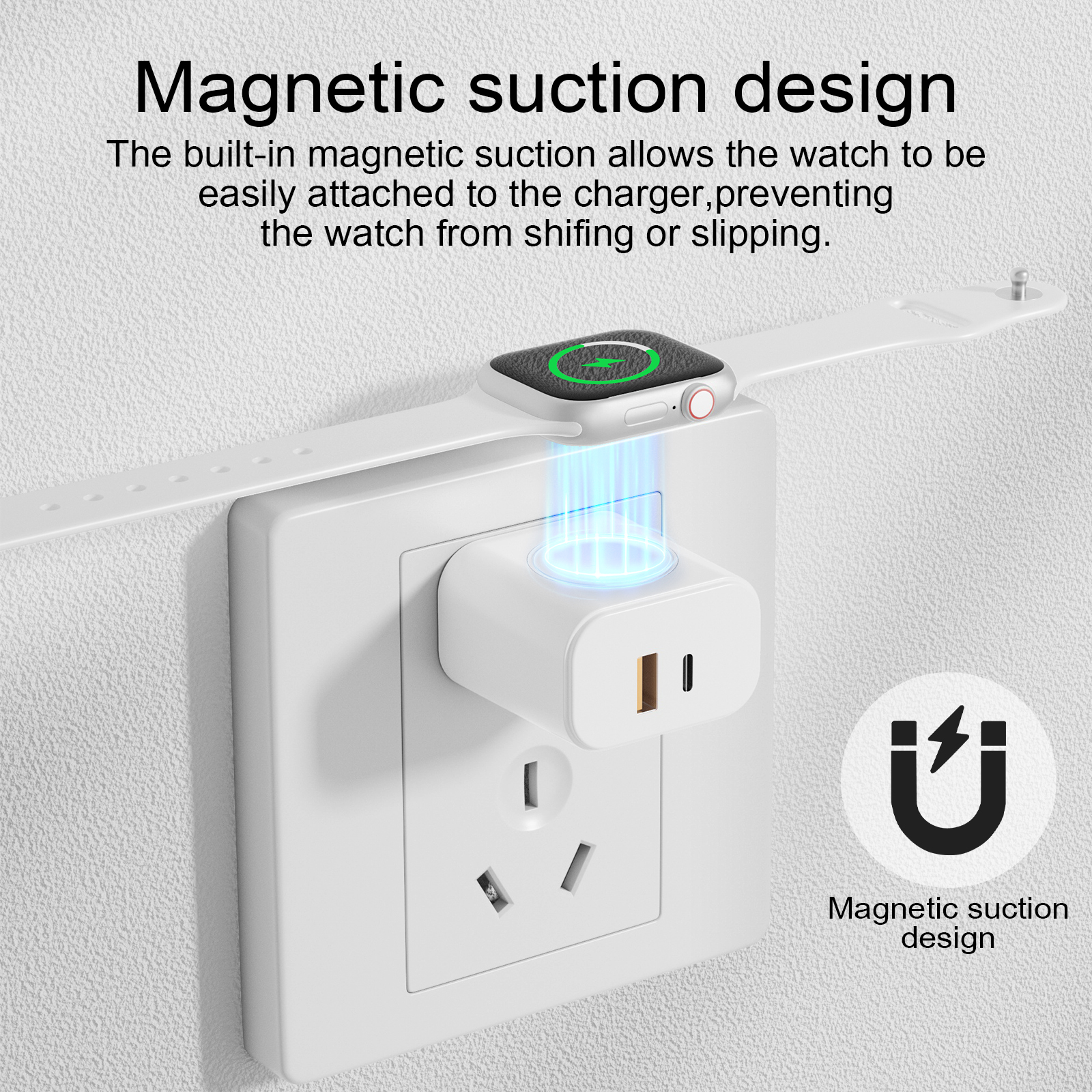 23W 3-in-1 Charger, Capable of Charging Three Devices Simultaneously, with Built-in Wireless Charging for Watches, Suitable for