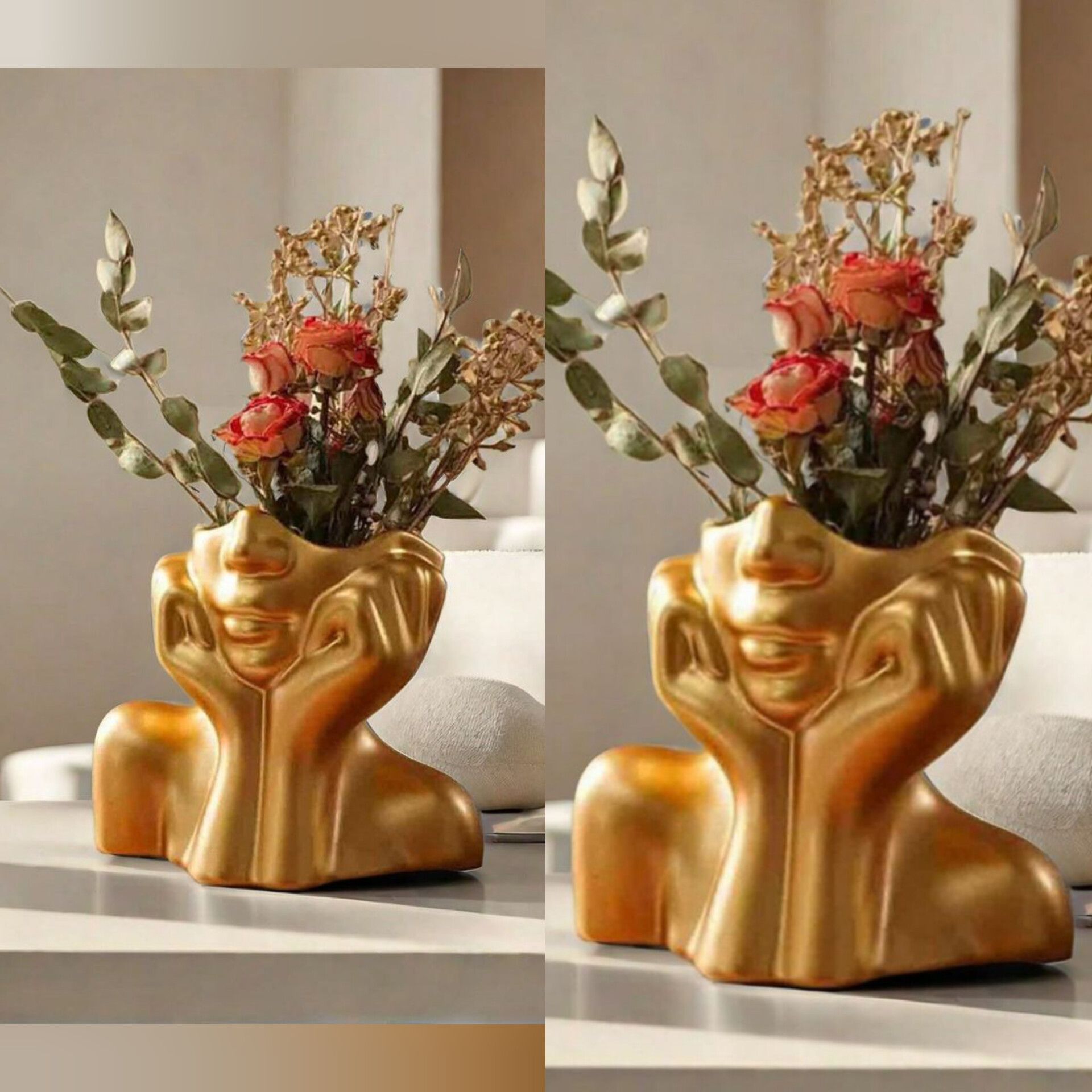 Small Face Sculpture Vase Modern Home Decor