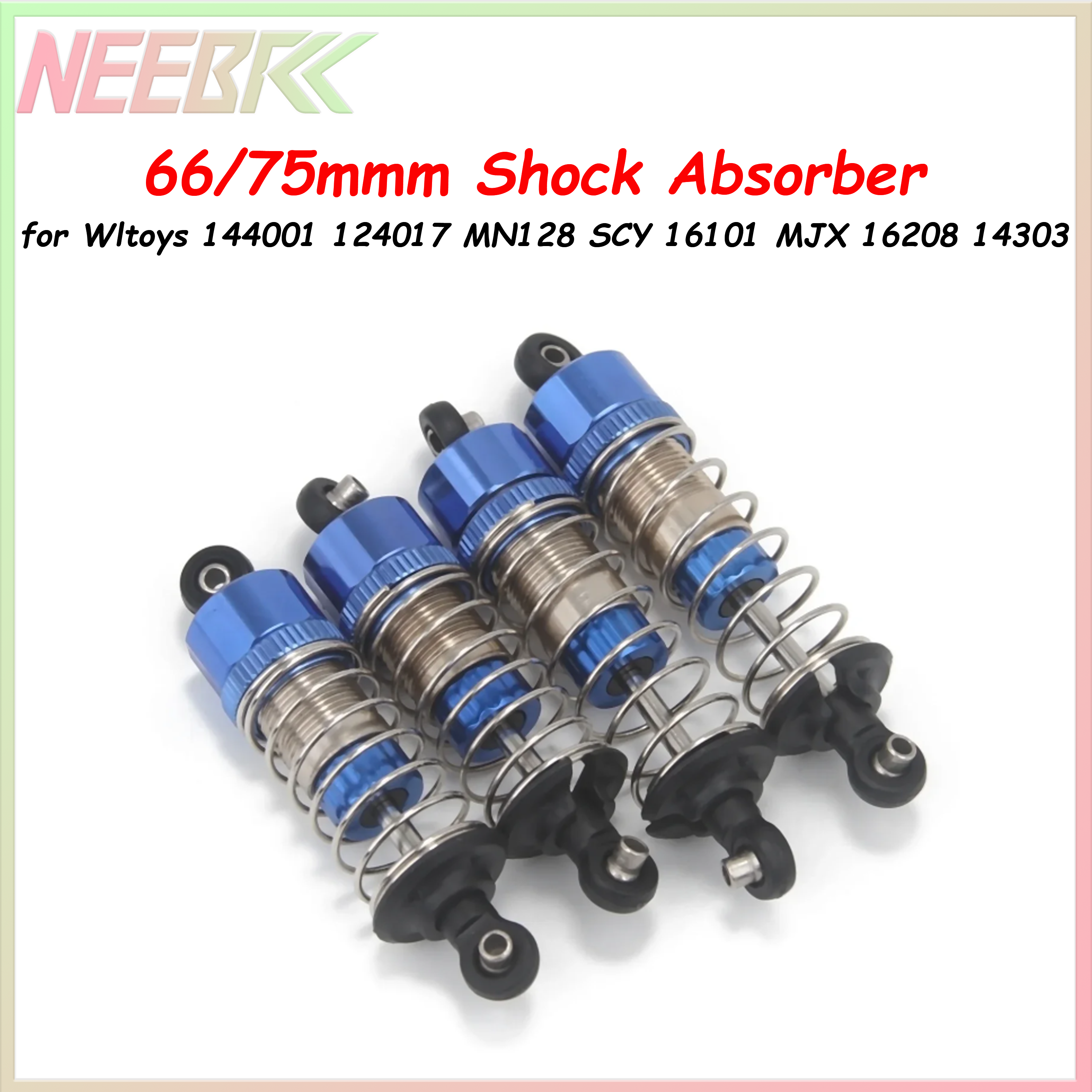 NEEBBRC Metal Oil Shock Absorber 66/75mm for Wltoy 144001 124017 MN128 SCY 16101 JJRC Q130 MJX 16208 14303 1/12 1/14 1/16 RC Car