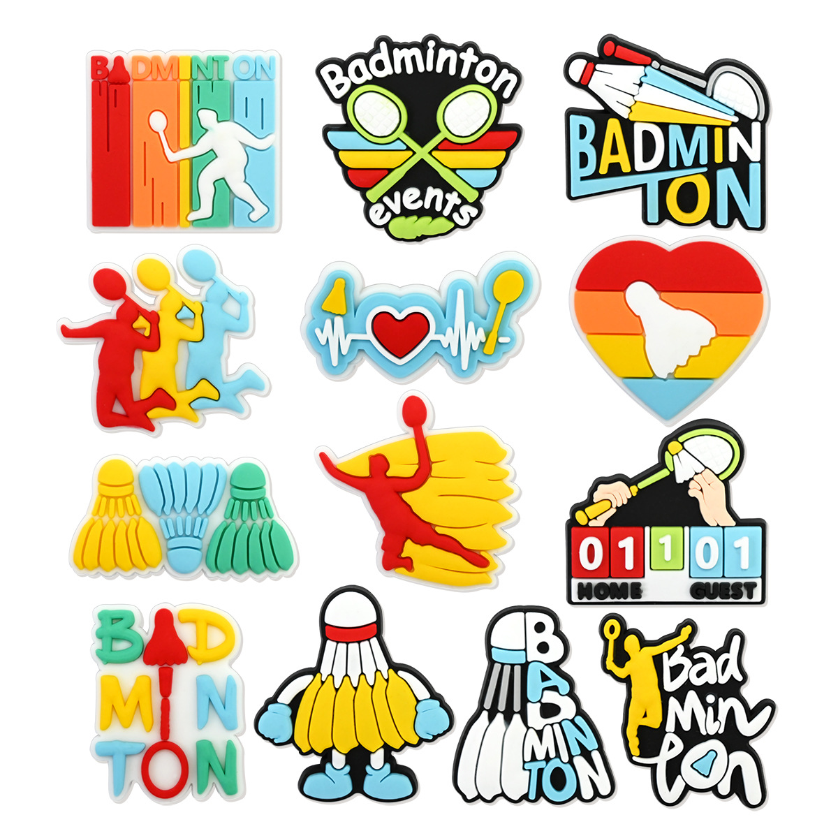 Badminton Sports Hole Shoe Charms PVC Clog Buckles Shuttlecock Racket Player Heart DIY Sandal Athlete Decor Sports Lover