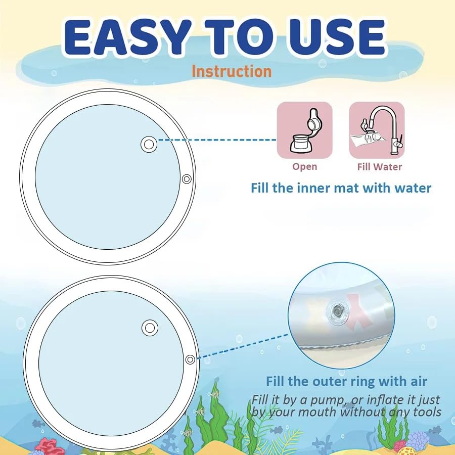 Baby Water Play Mat for T Copy message Fun Sensory Activity Toy for Infants & Toddlers