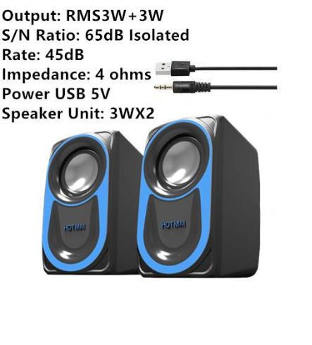 HOTMAI HN-86 Multimedia Speaker 2.0 Inch High Sound Quality For Laptop / Pc / Led / Lcd Set of 2 Pair