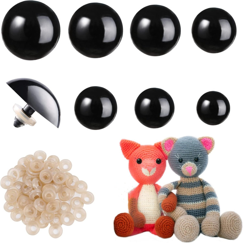 10pcs 16-24mm Black Plastic Safety Big Eyes For Toys Amigurumi Diy Kit Crafts TeddyBear Toy Eye For Doll Decoration Accessories