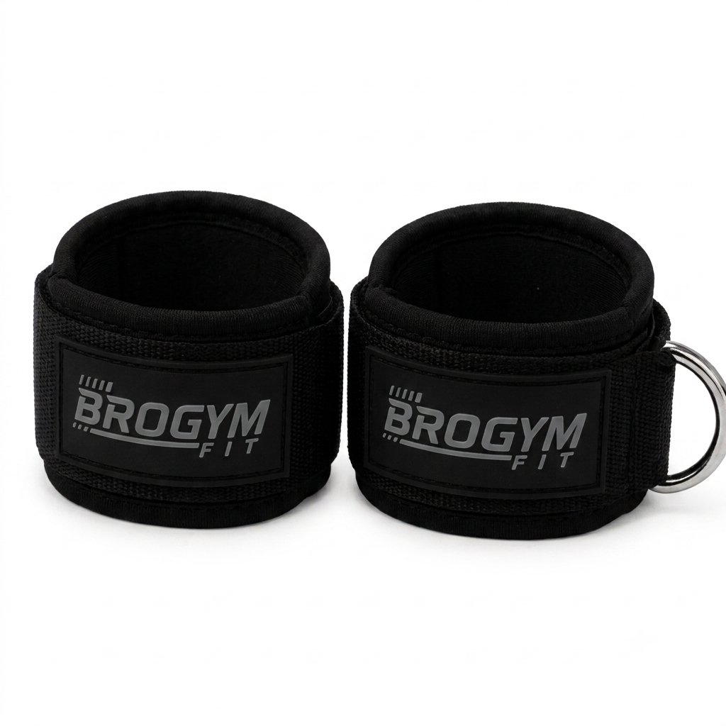 BROGYM FIT Premium Ankle Cuffs for Cable Machines – Adjustable Gym Workout Straps
