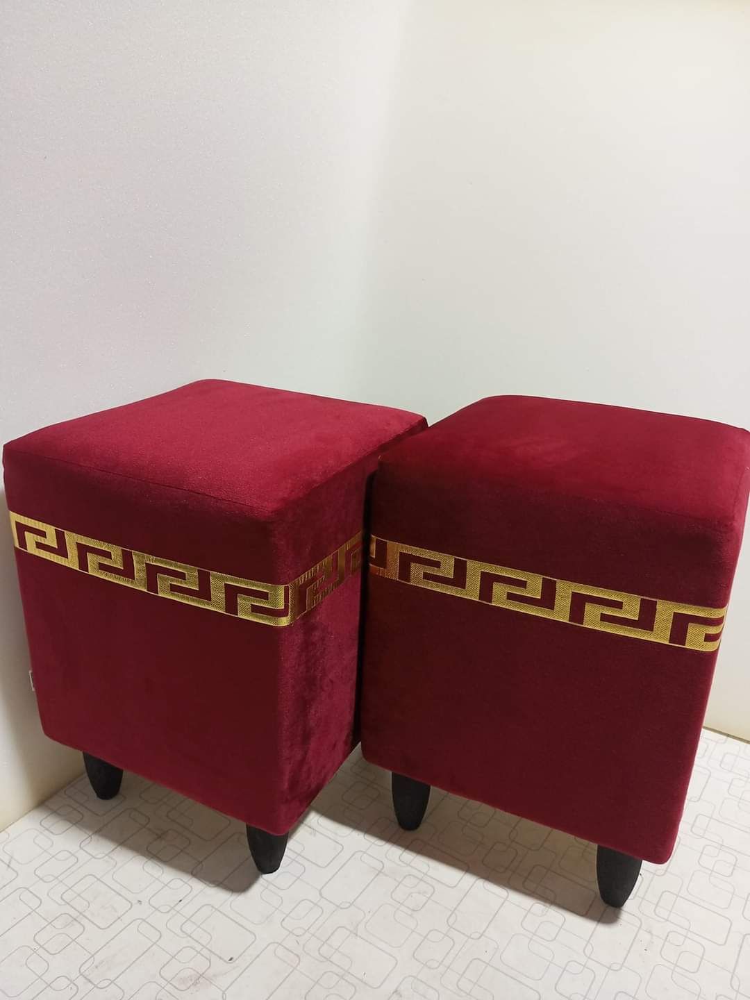 ottoman stools pair velvet stuff sofa chair stool living room bedroom stools (pack of 2)