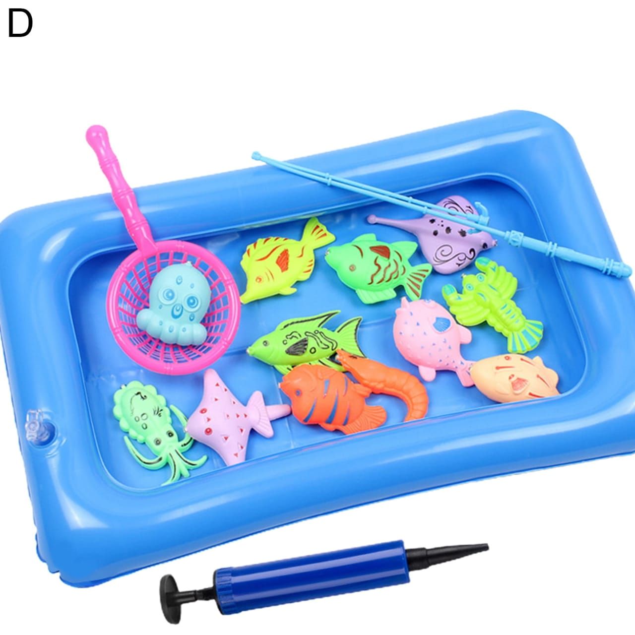 Magnetic Fishing Game with Inflatable Pool Sea Reflections Floating Pool Toy Bath Toy for Children 2-8 Years